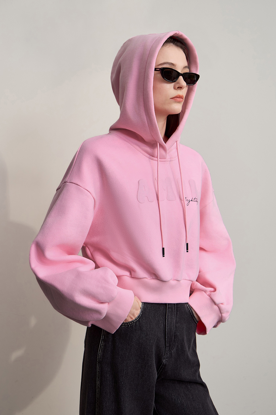 Letter Printed Cropped Sweatshirt