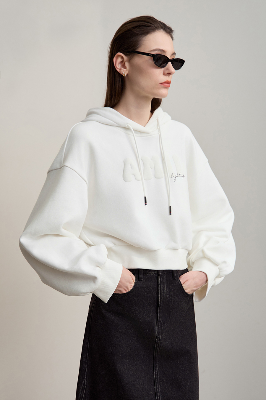 Letter Printed Cropped Sweatshirt