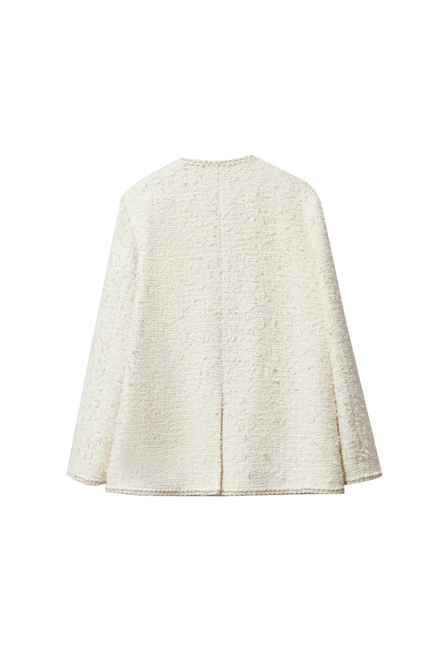 Elegant Crew Neck Tweed Coat