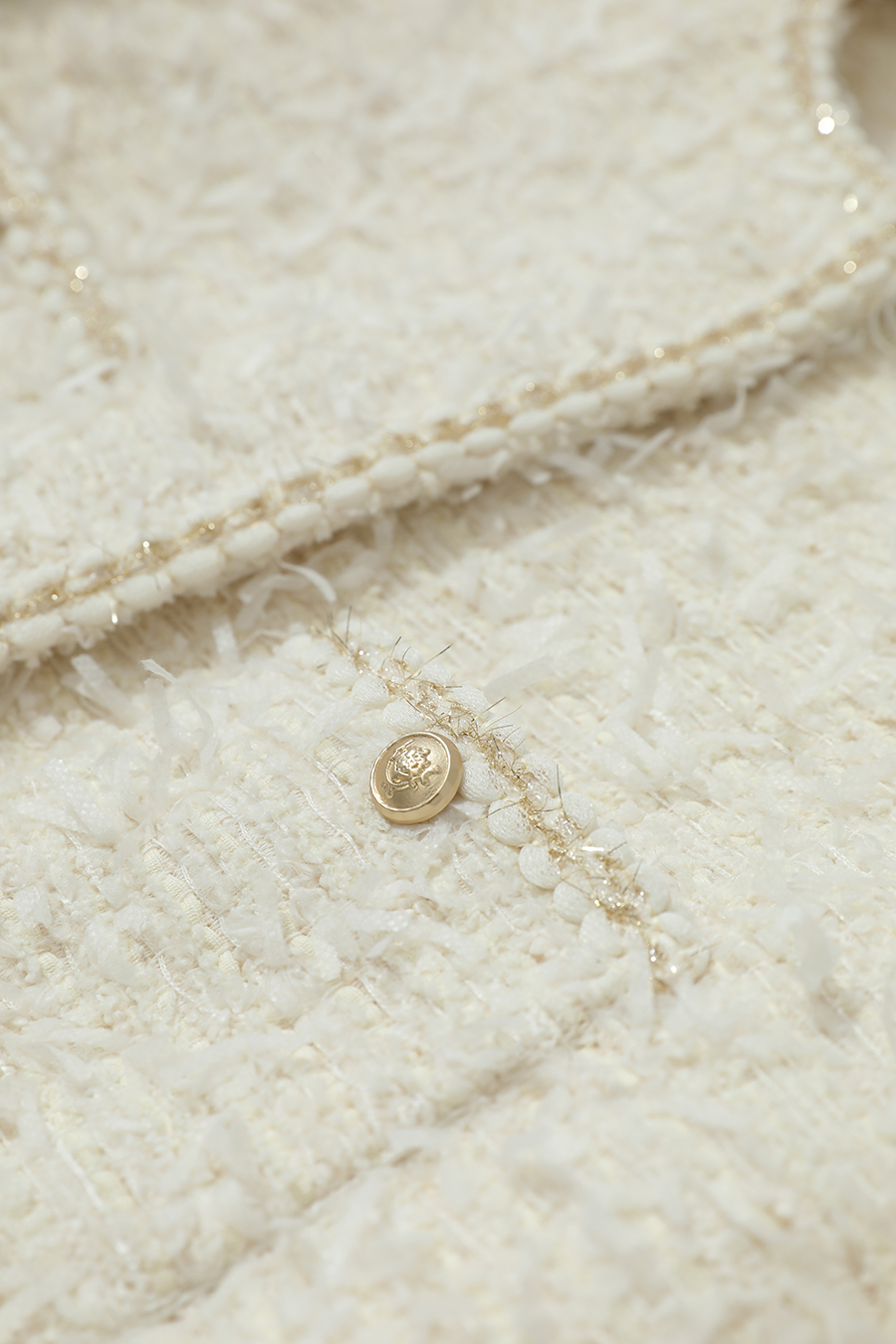 Elegant Crew Neck Tweed Coat