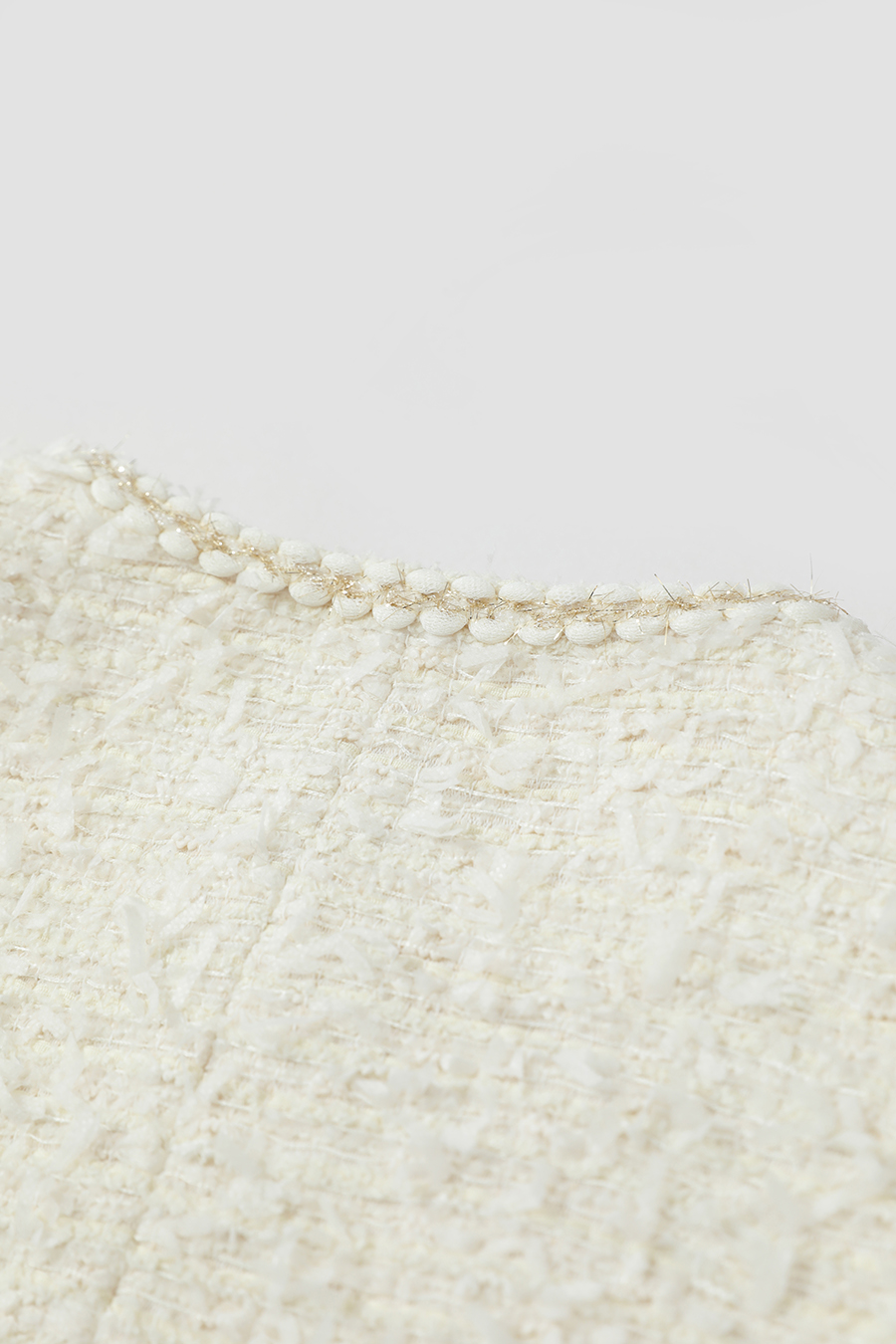 Elegant Crew Neck Tweed Coat