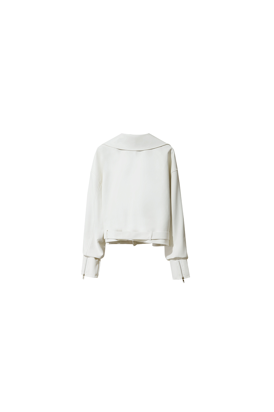 Cropped Lapel PU Leather Jacket