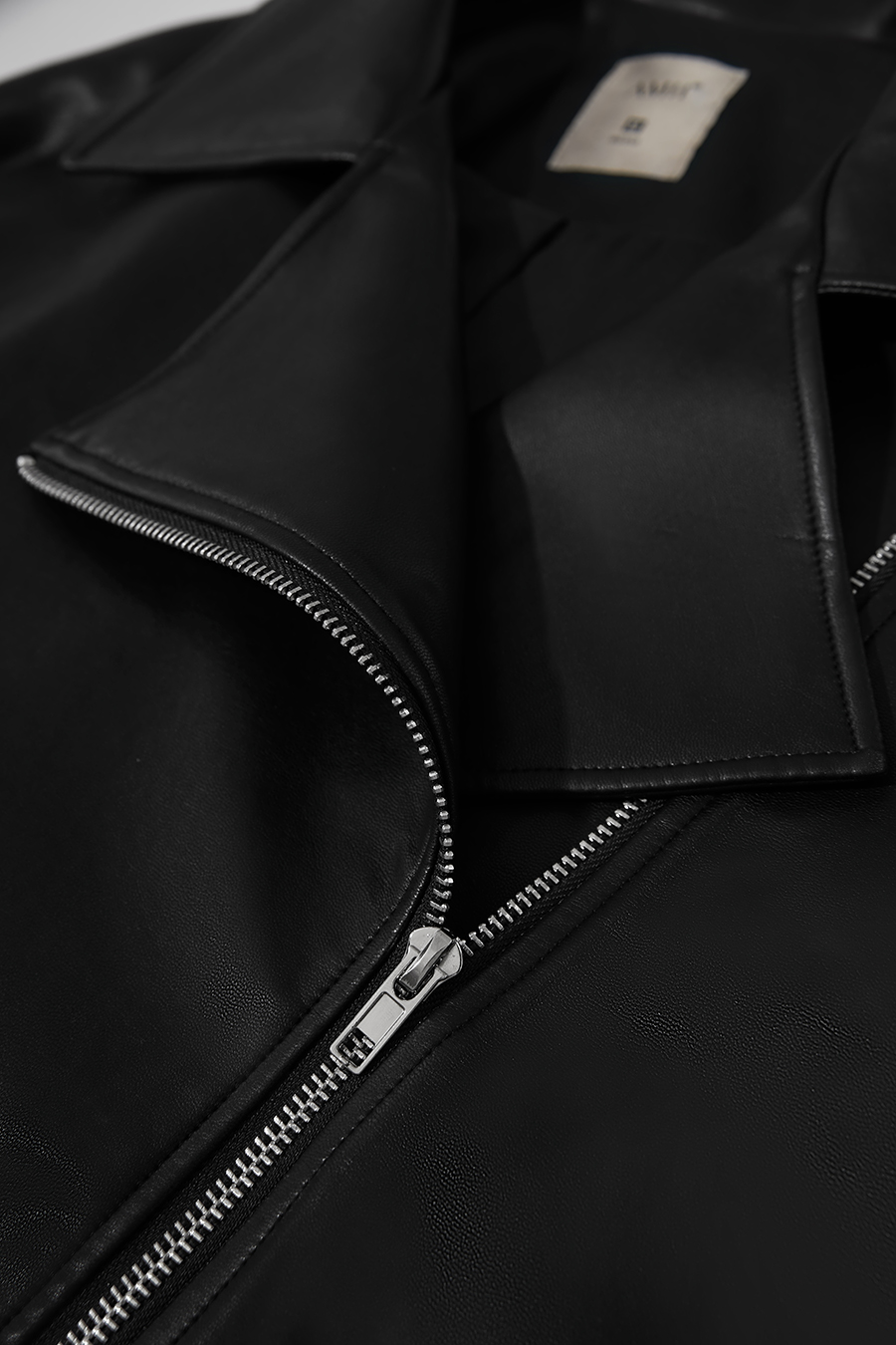 Cropped Lapel PU Leather Jacket