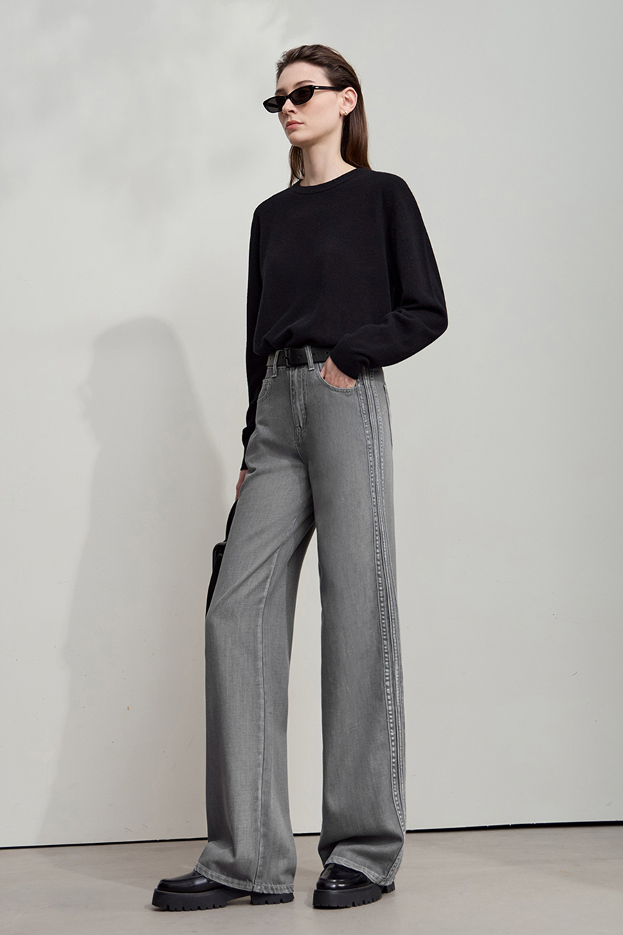 Loose Wide - leg Denim Long Pants|AMII-AMII.com