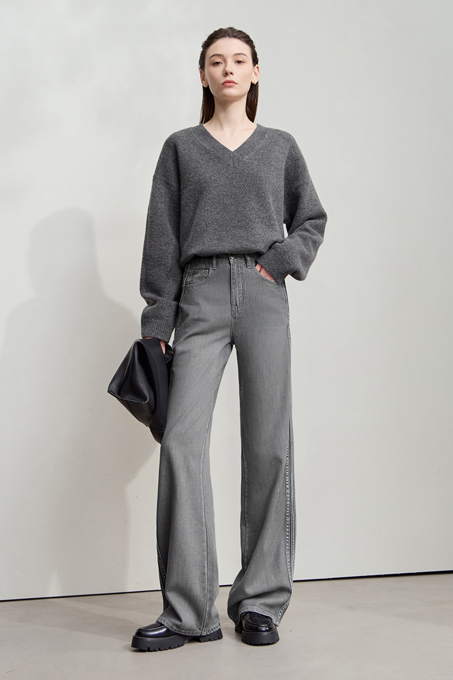 Loose Wide - leg Denim Long Pants|AMII-AMII.com