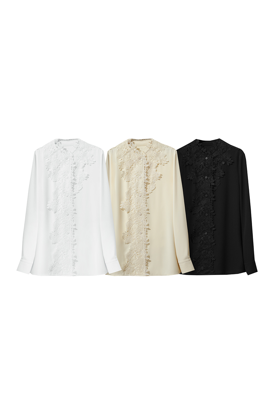 Lace Stand Collar Loose Shirt|AMII-AMII.com