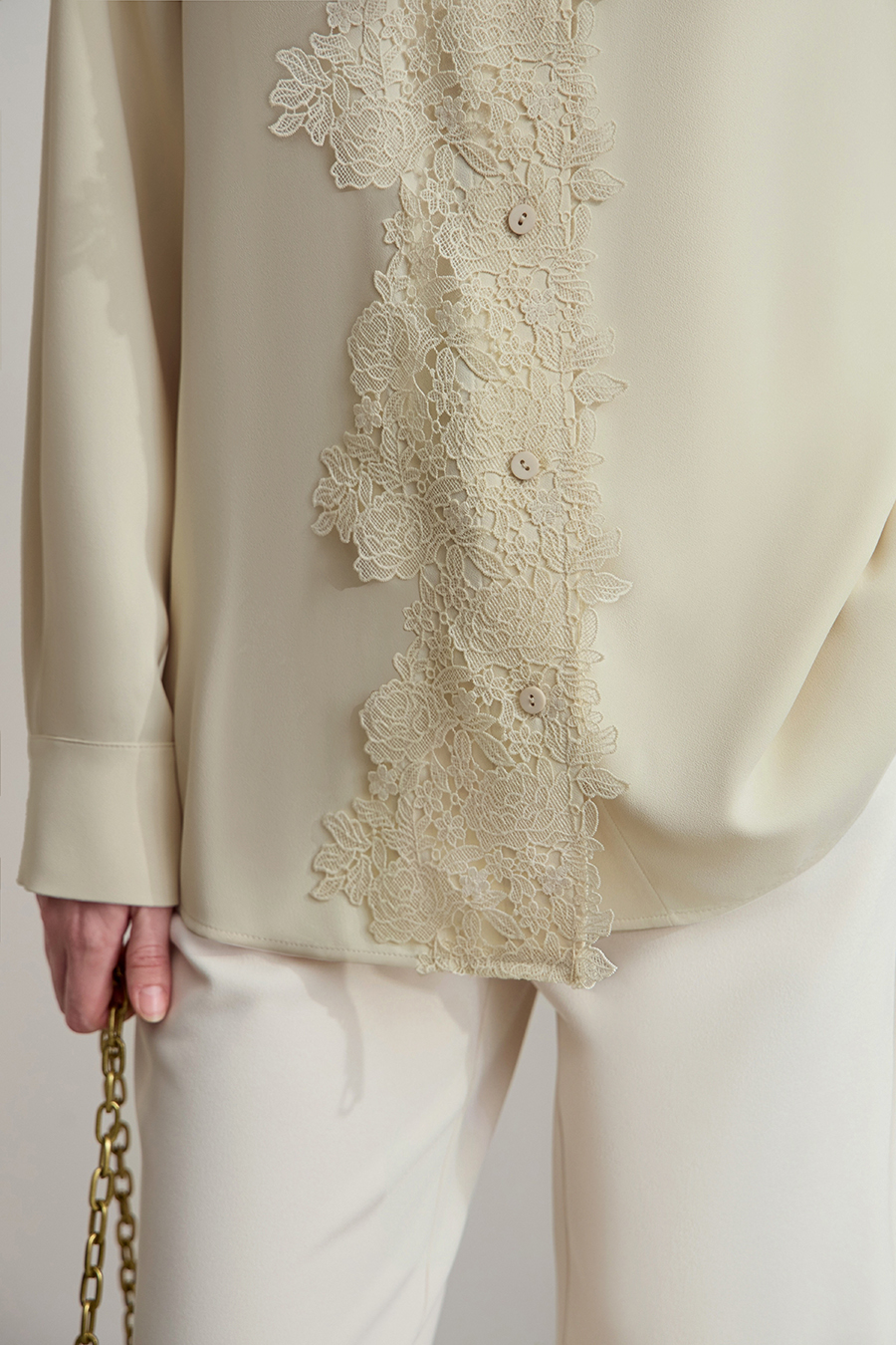 Lace Stand Collar Loose Shirt|AMII-AMII.com