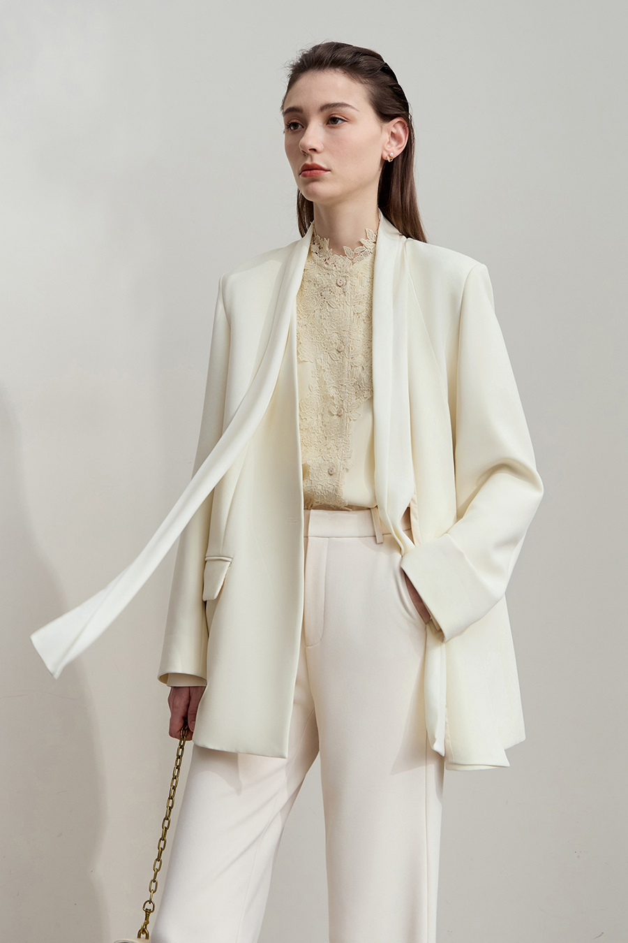 Lace Stand Collar Loose Shirt|AMII-AMII.com