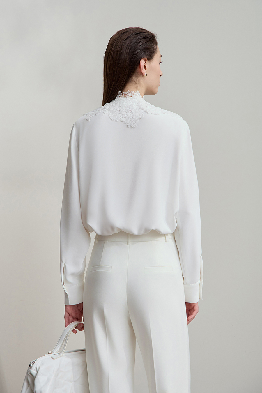 Lace Stand Collar Loose Shirt|AMII-AMII.com