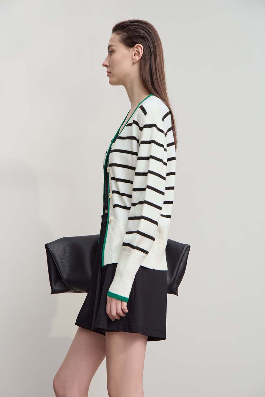 Color Block Striped Knit Cardigan
