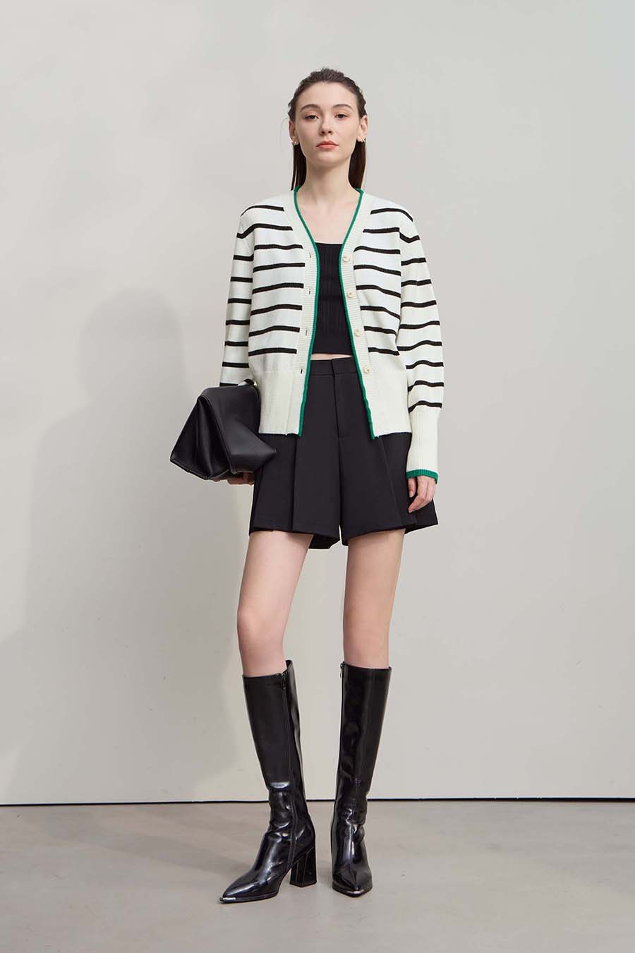 Color Block Striped Knit Cardigan
