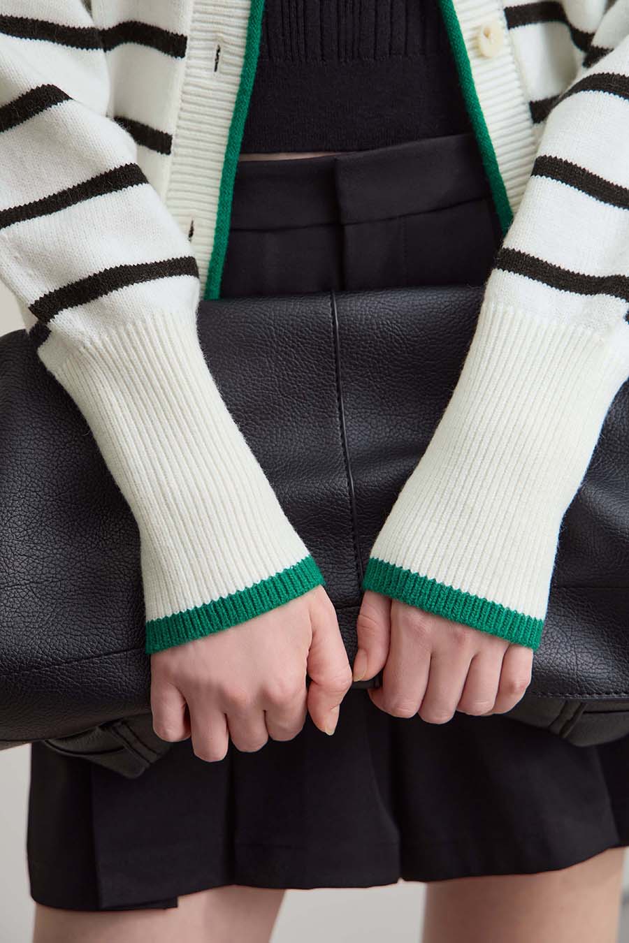 Color Block Striped Knit Cardigan