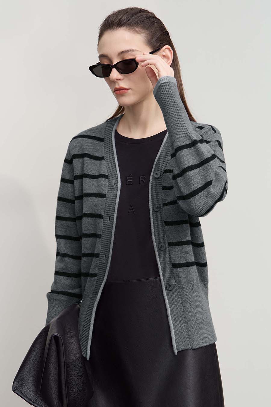 Color Block Striped Knit Cardigan