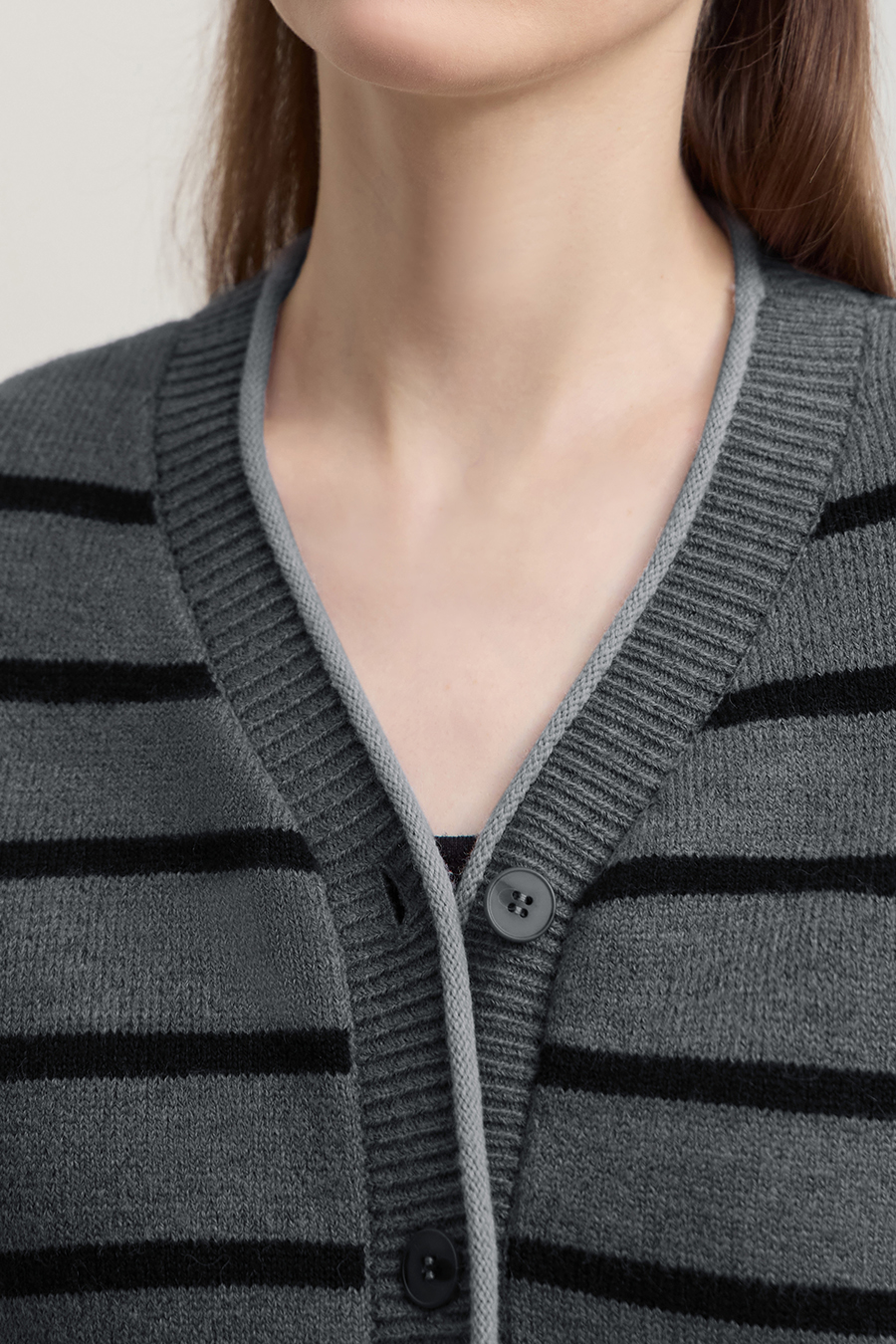 Color Block Striped Knit Cardigan