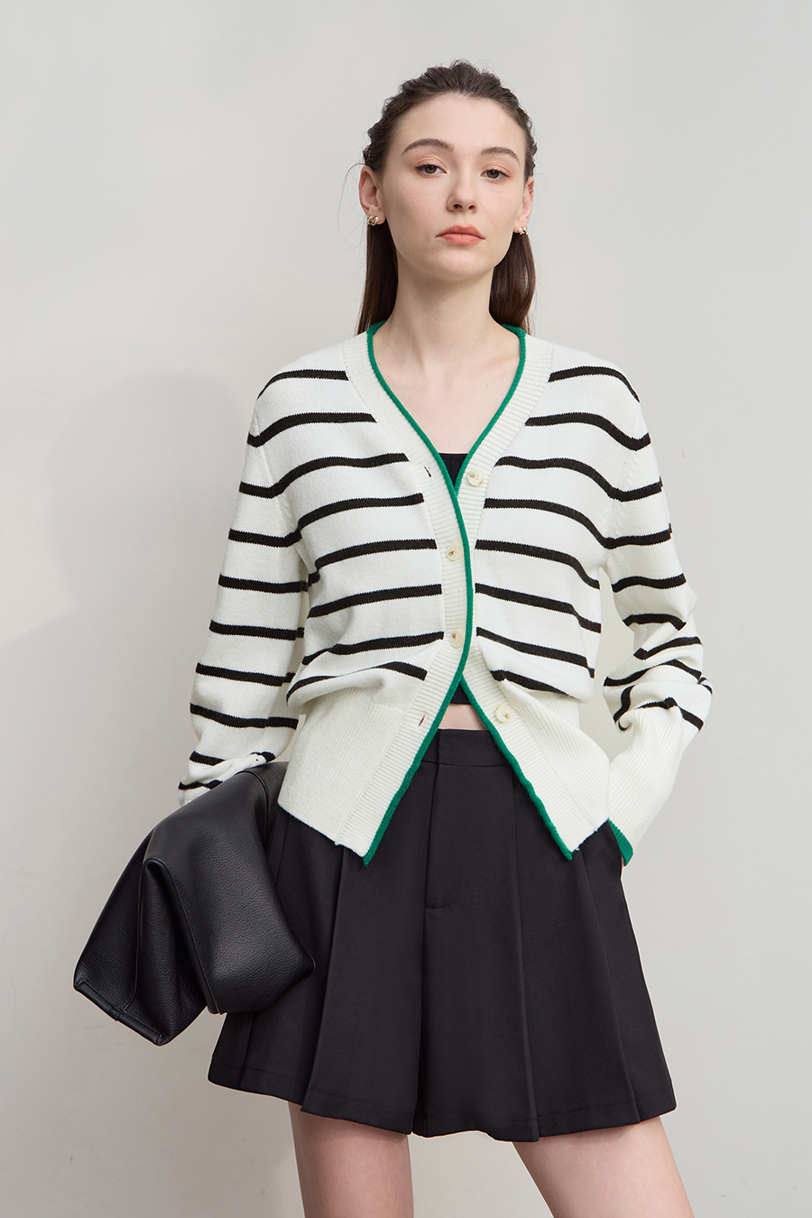 Color Block Striped Knit Cardigan