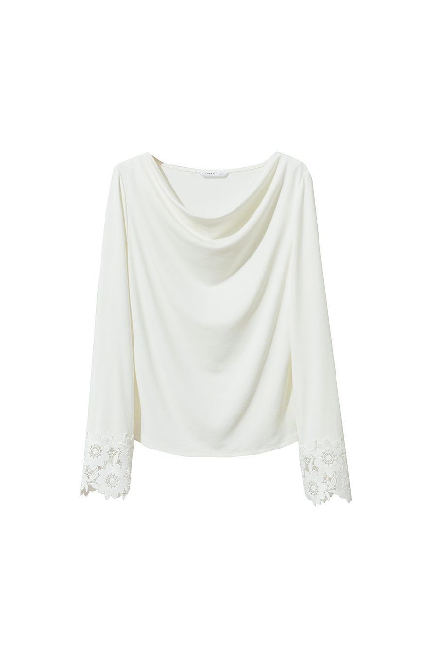 Draped Neck Lace Cuff T-Shirt