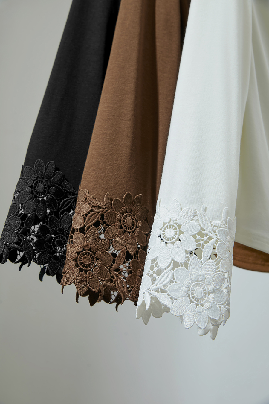 Draped Neck Lace Cuff T-Shirt