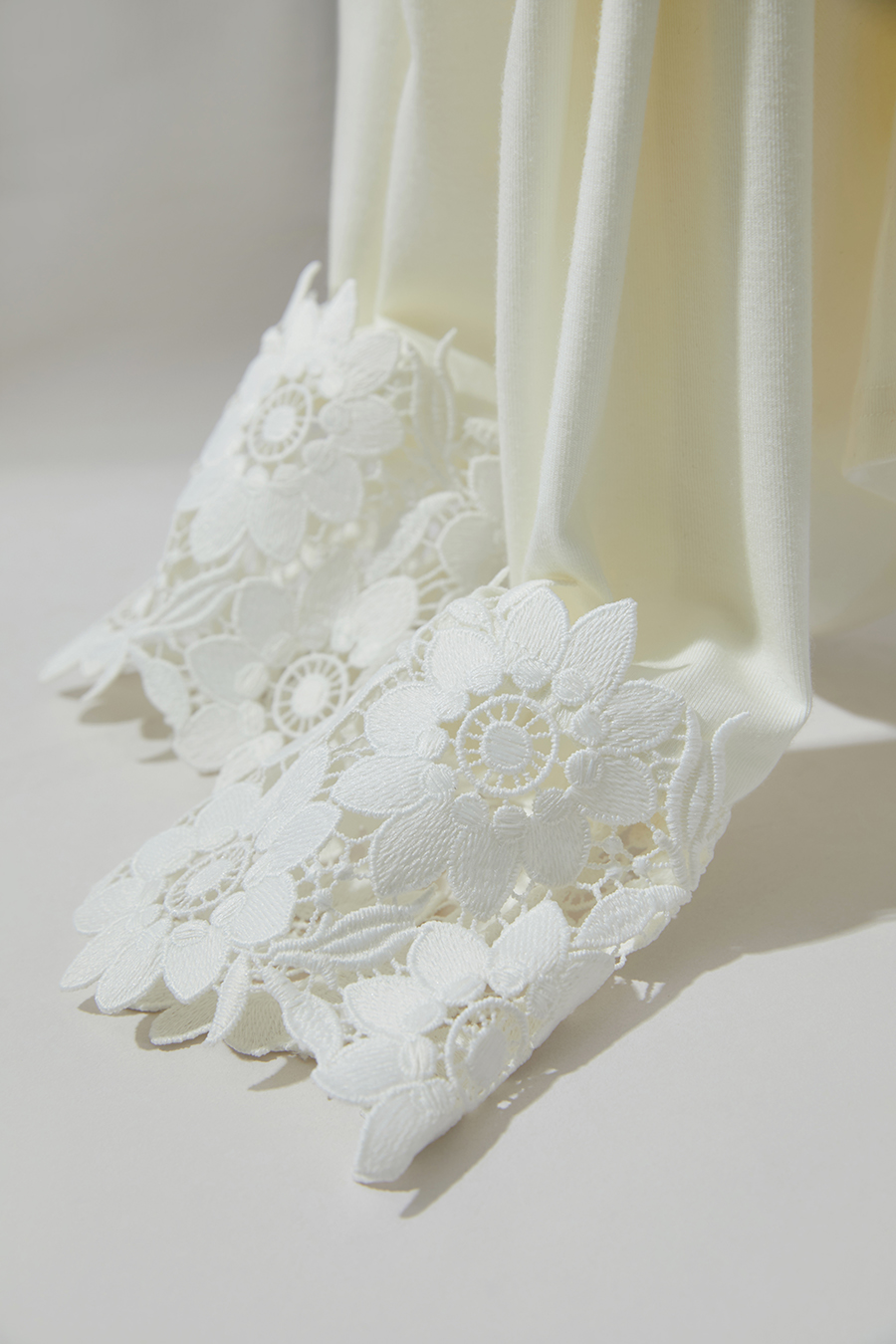 Draped Neck Lace Cuff T-Shirt