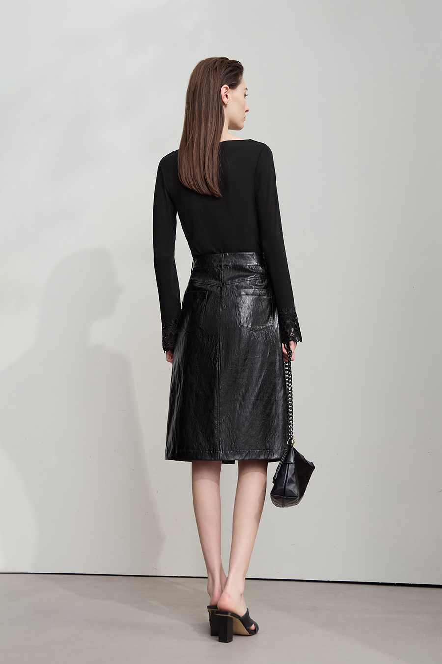 Draped Neck Lace Cuff T-Shirt