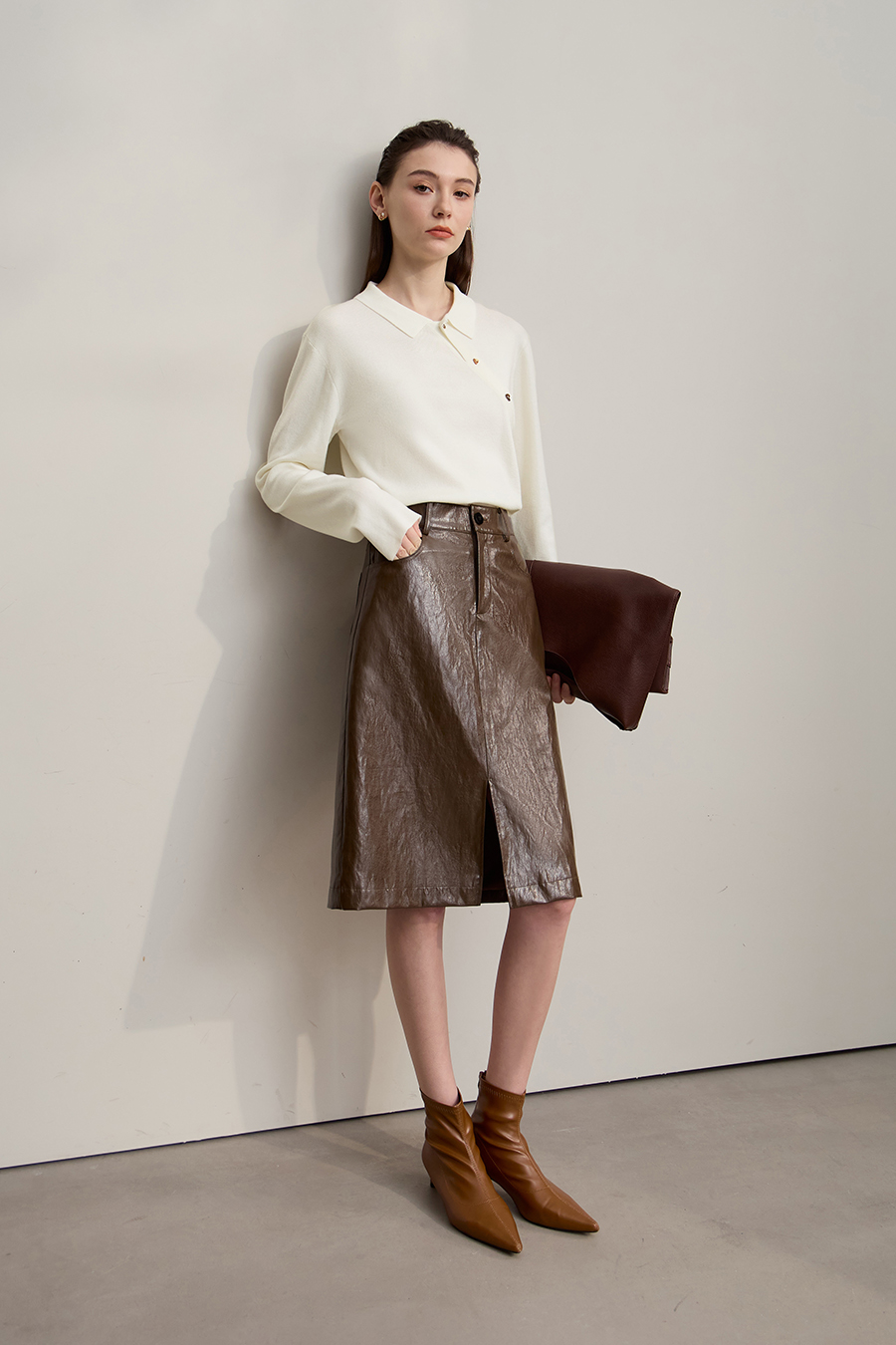 Lapel Asymmetric Placket Sweater