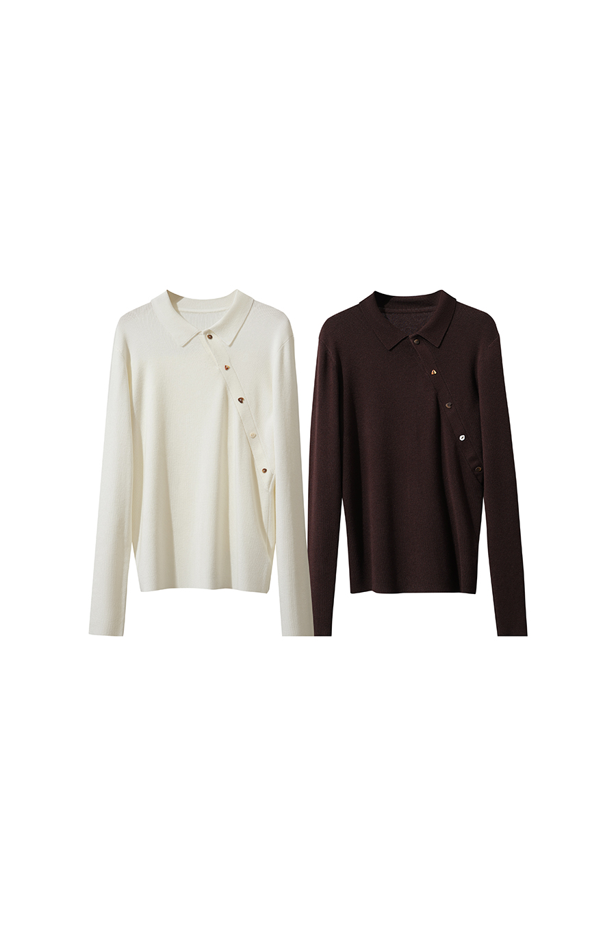 Lapel Asymmetric Placket Sweater