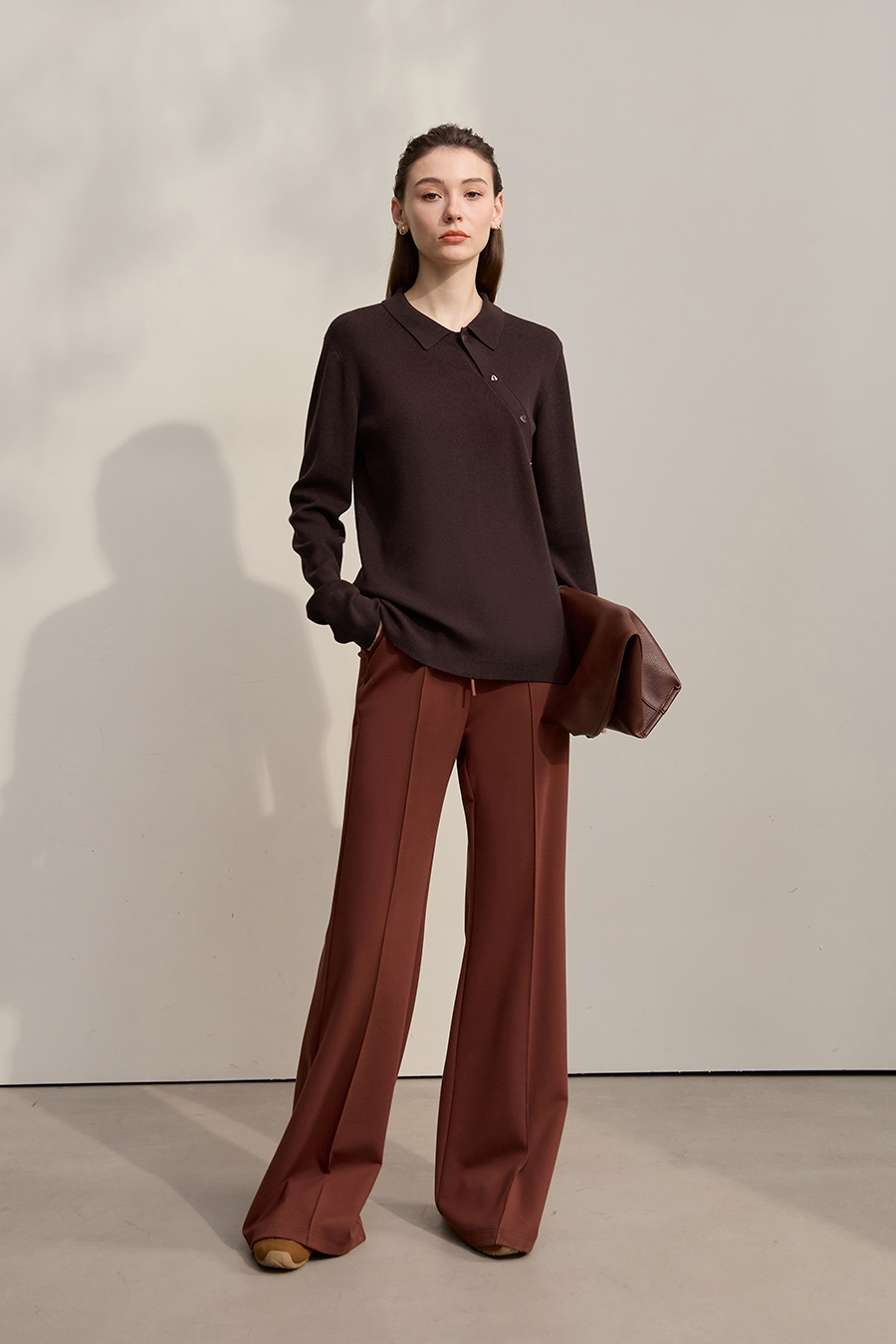 Lapel Asymmetric Placket Sweater