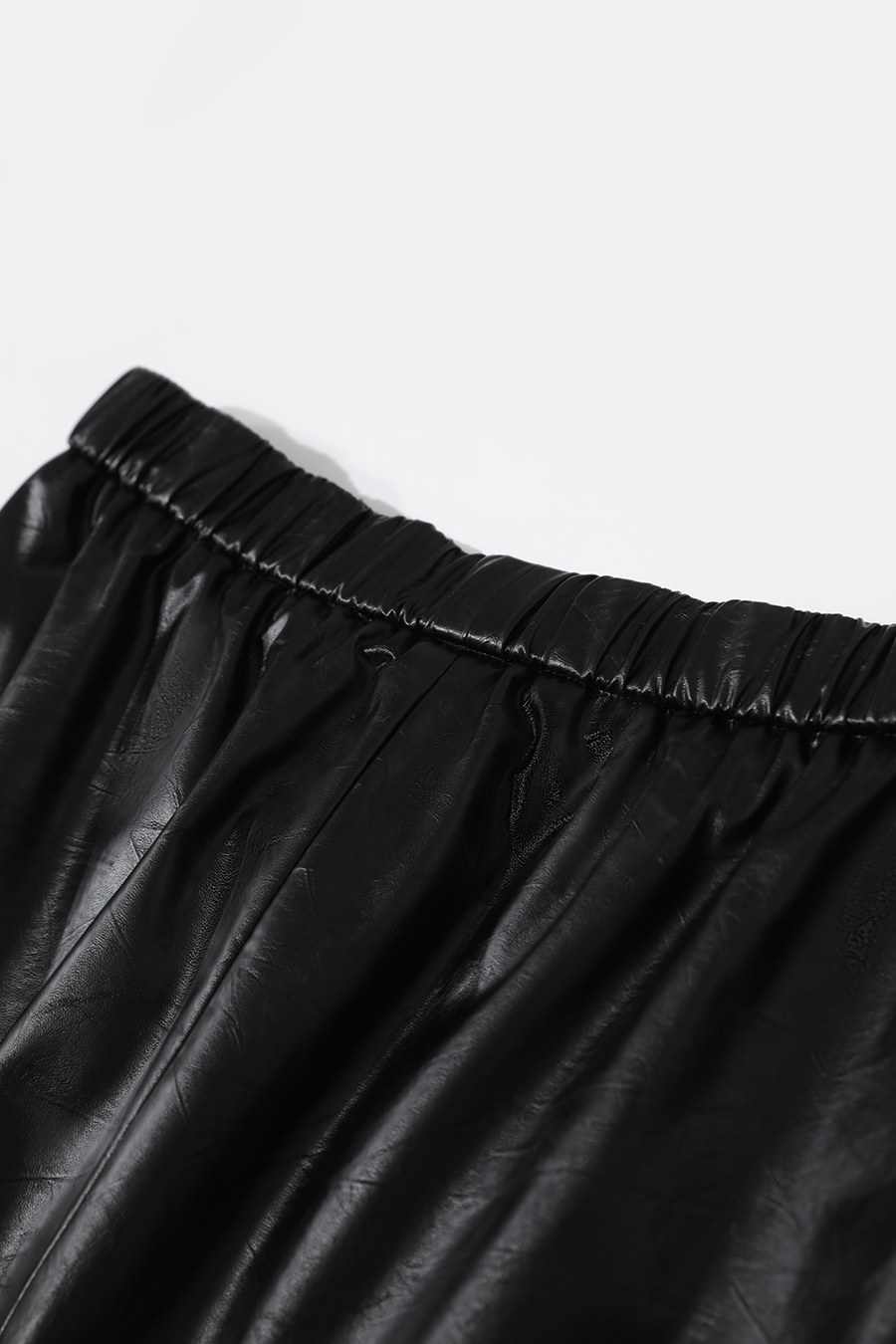 Leather Skirt with Lace Trim|AMII-AMII.com