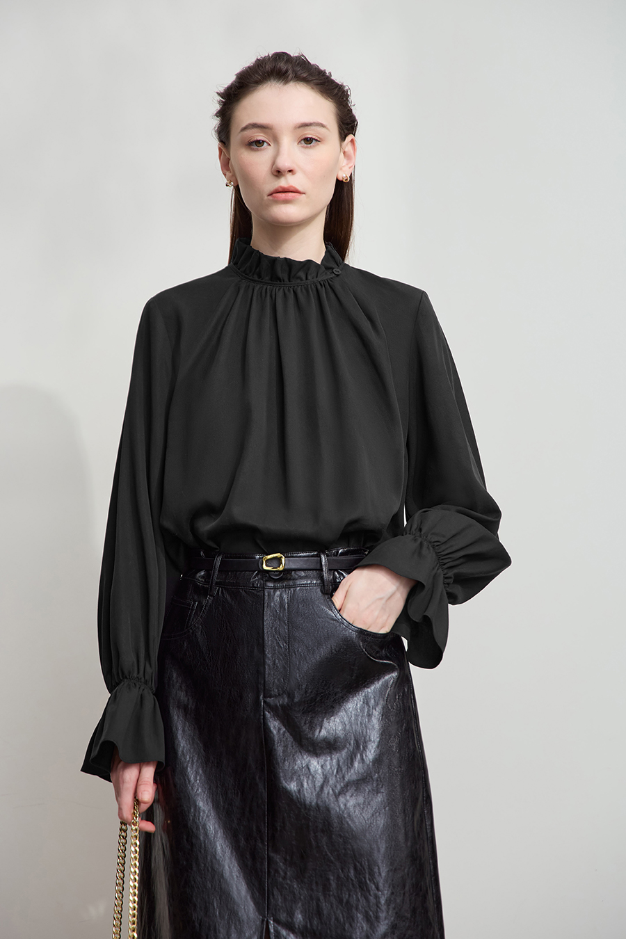 Ruffled Lyocell Shirt