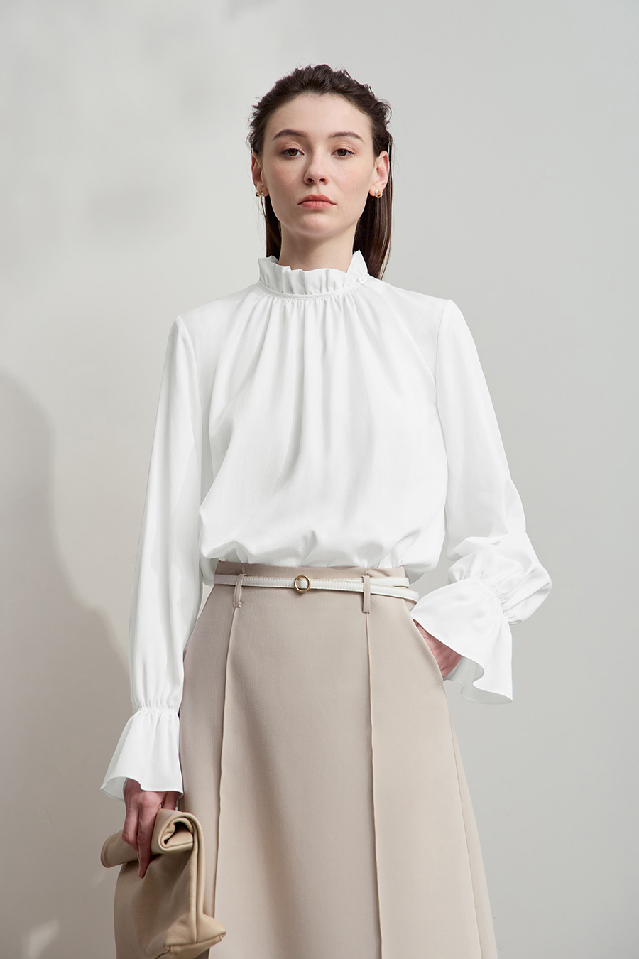 Ruffled Lyocell Shirt