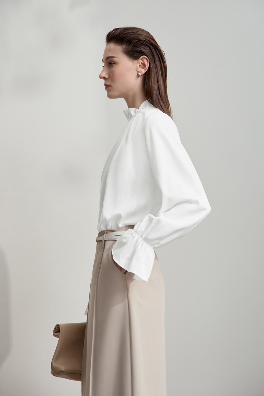 Ruffled Lyocell Shirt