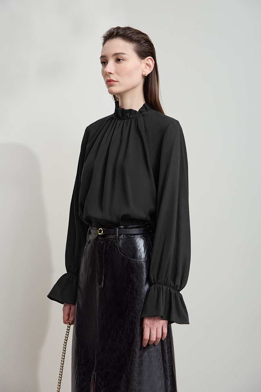 Ruffled Lyocell Shirt