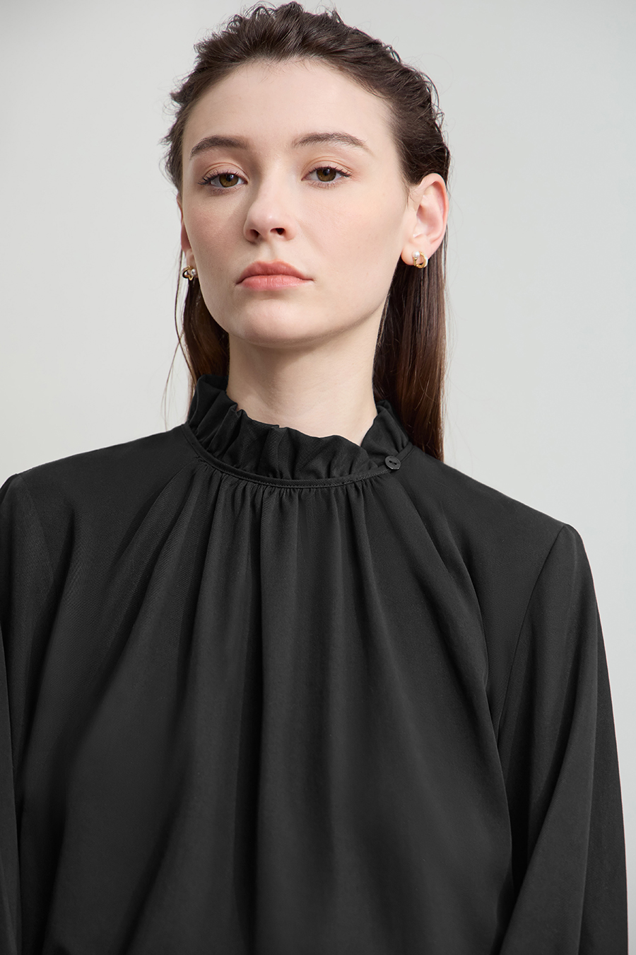 Ruffled Lyocell Shirt