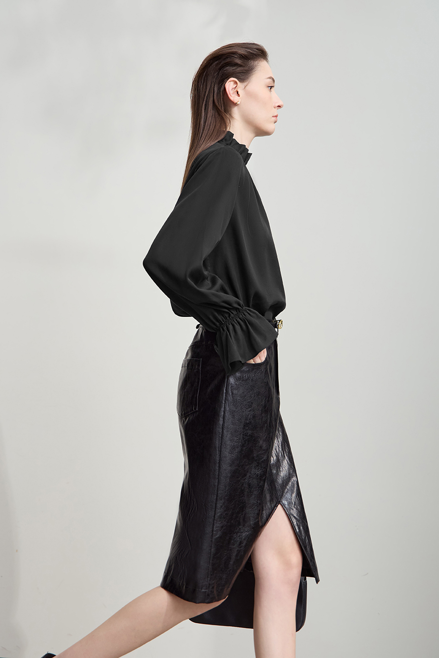 Ruffled Lyocell Shirt