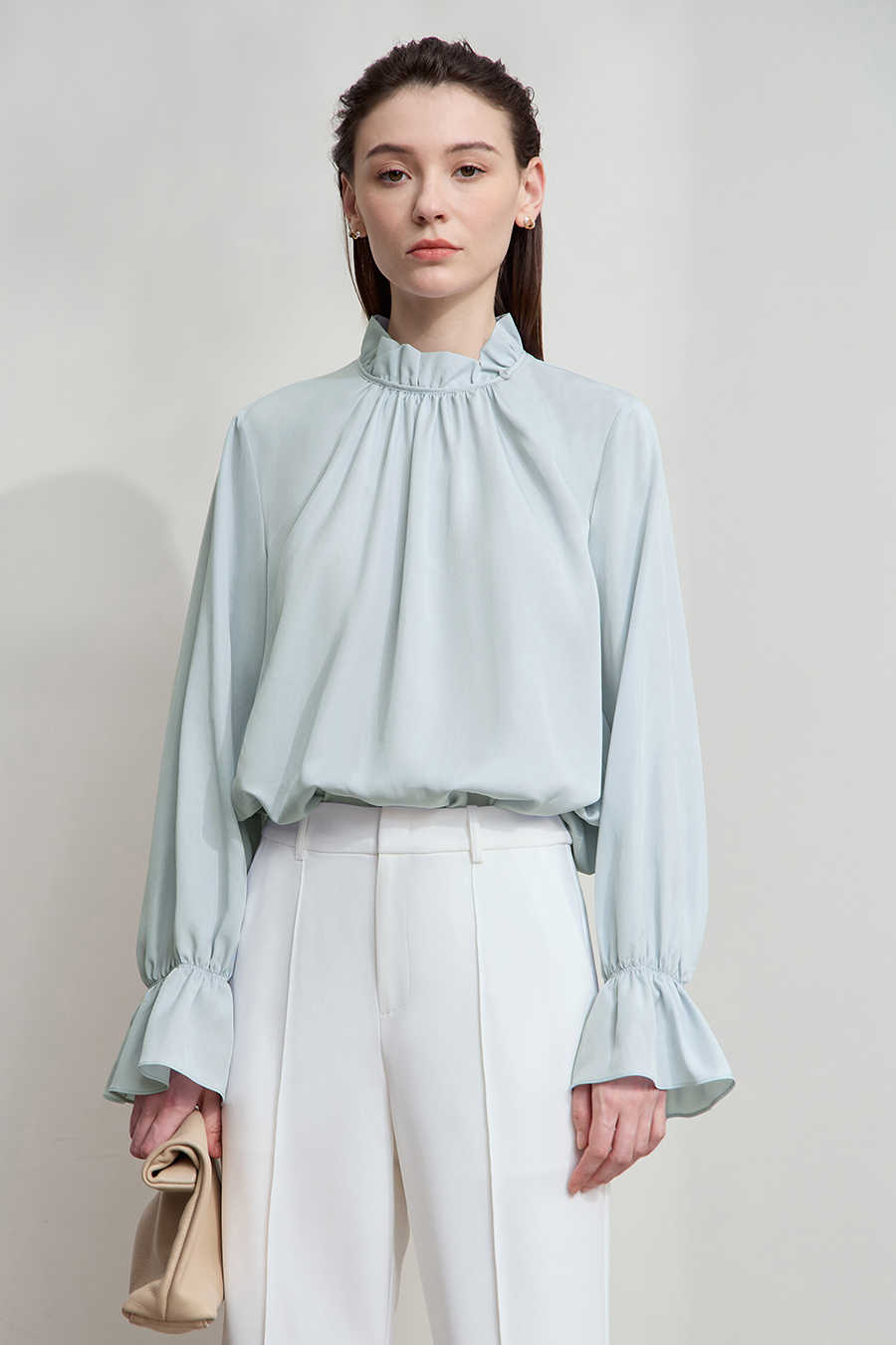 Ruffled Lyocell Shirt