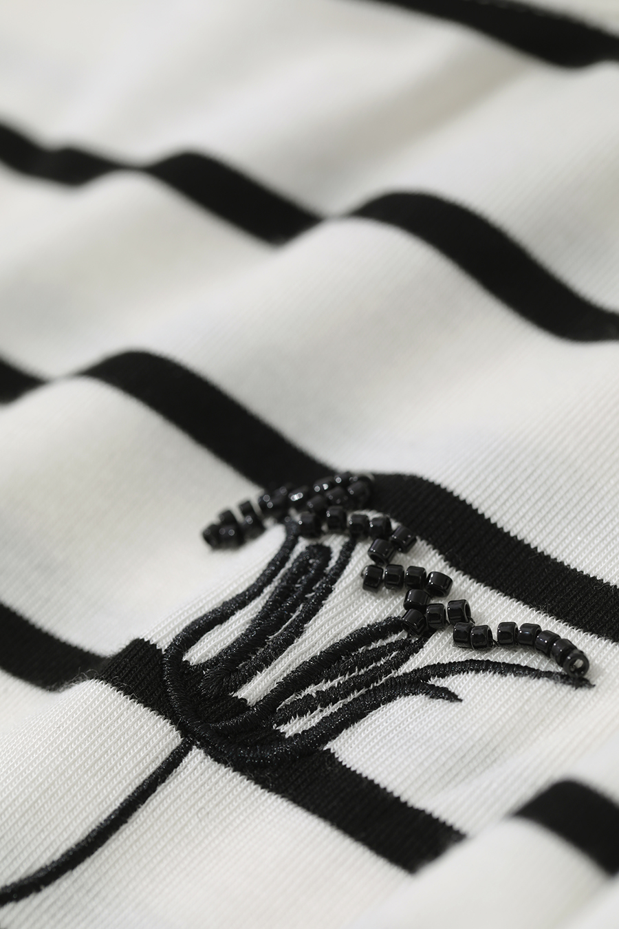 Embroidered Striped Long Sleeve T-shirt