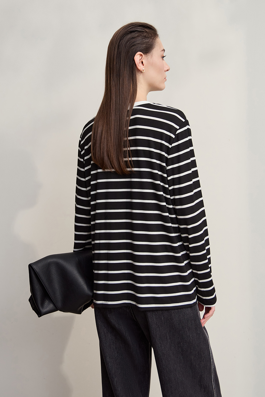 Embroidered Striped Long Sleeve T-shirt