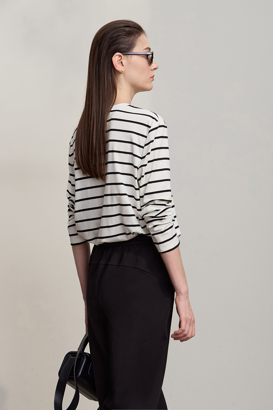 Embroidered Striped Long Sleeve T-shirt