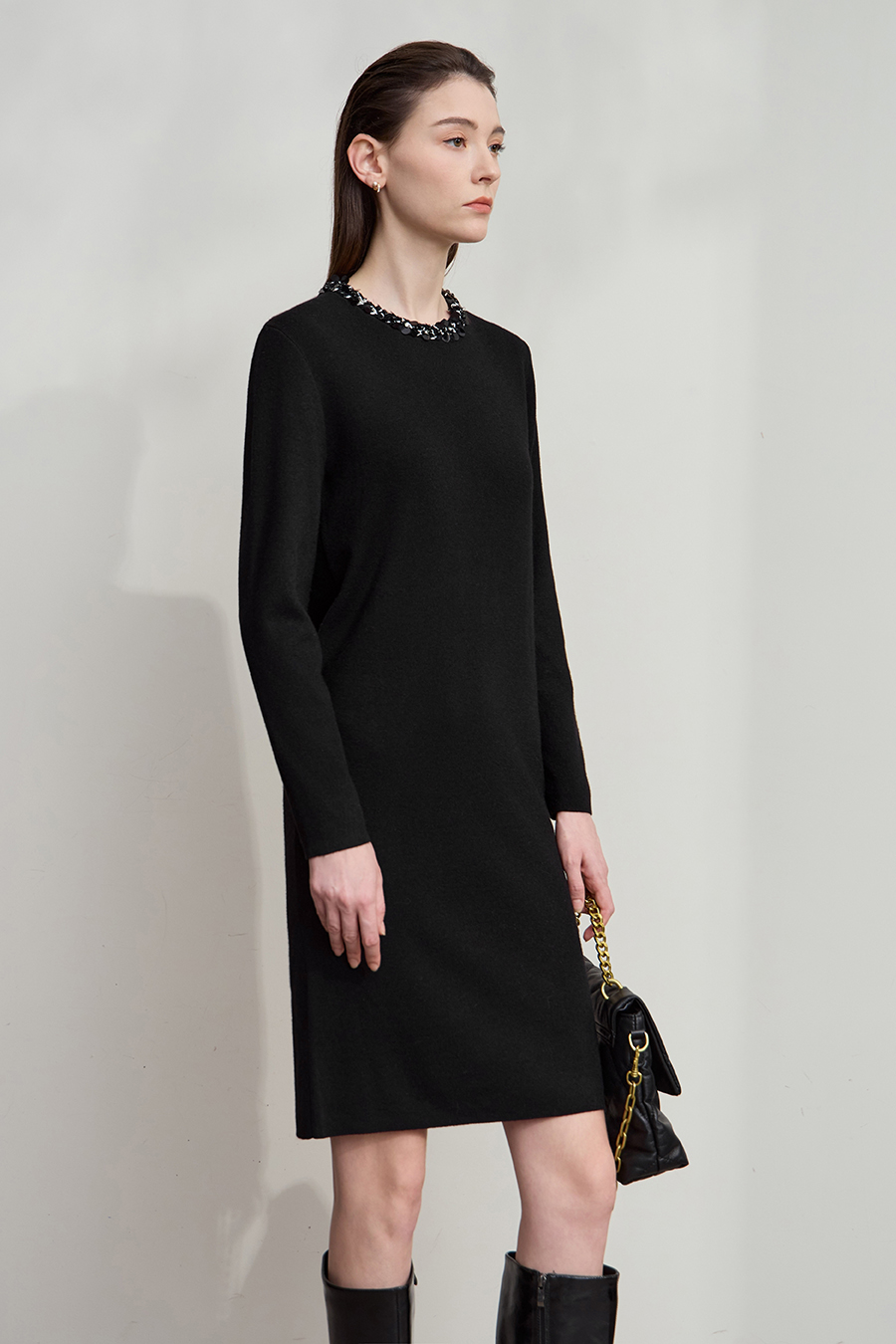 Tweed Ribbon Midi Dress