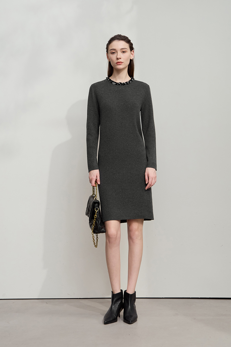 Tweed Ribbon Midi Dress