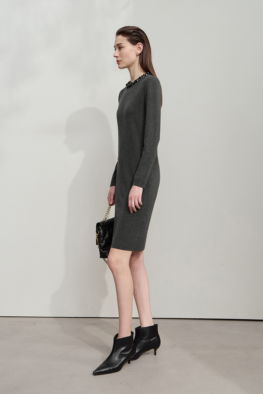 Tweed Ribbon Midi Dress