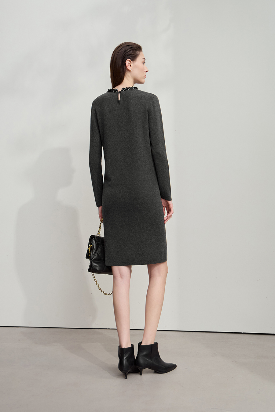 Tweed Ribbon Midi Dress