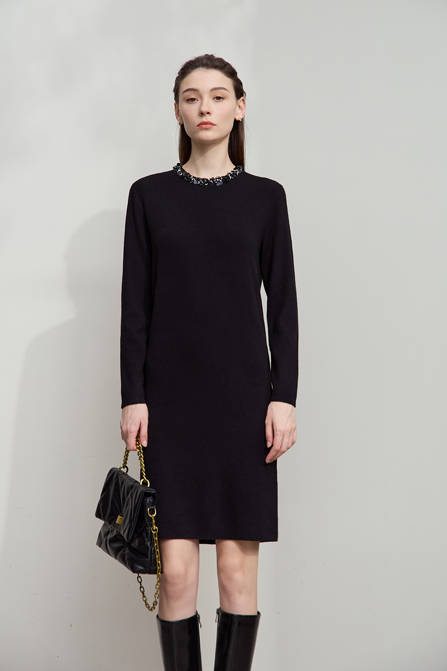 Tweed Ribbon Midi Dress