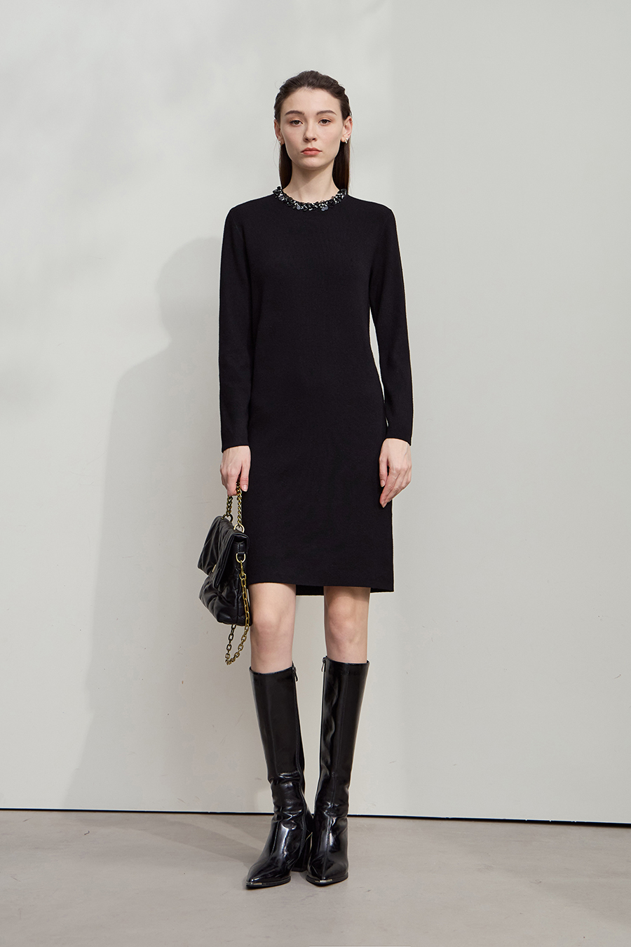 Tweed Ribbon Midi Dress