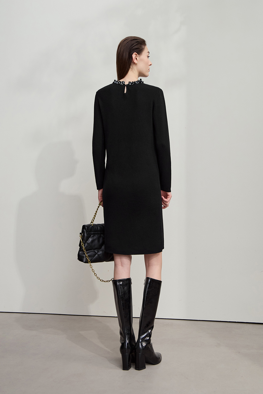 Tweed Ribbon Midi Dress