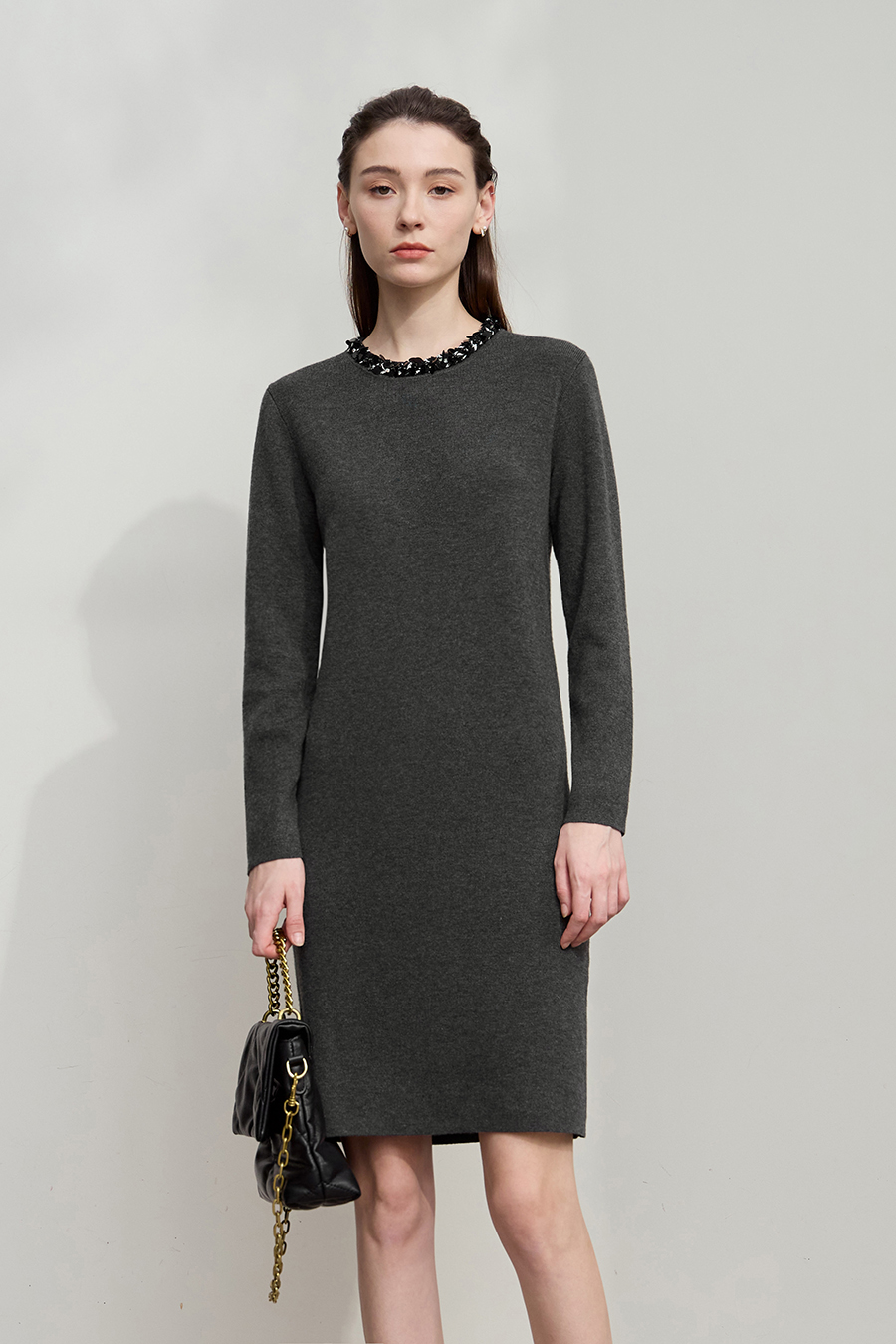 Tweed Ribbon Midi Dress