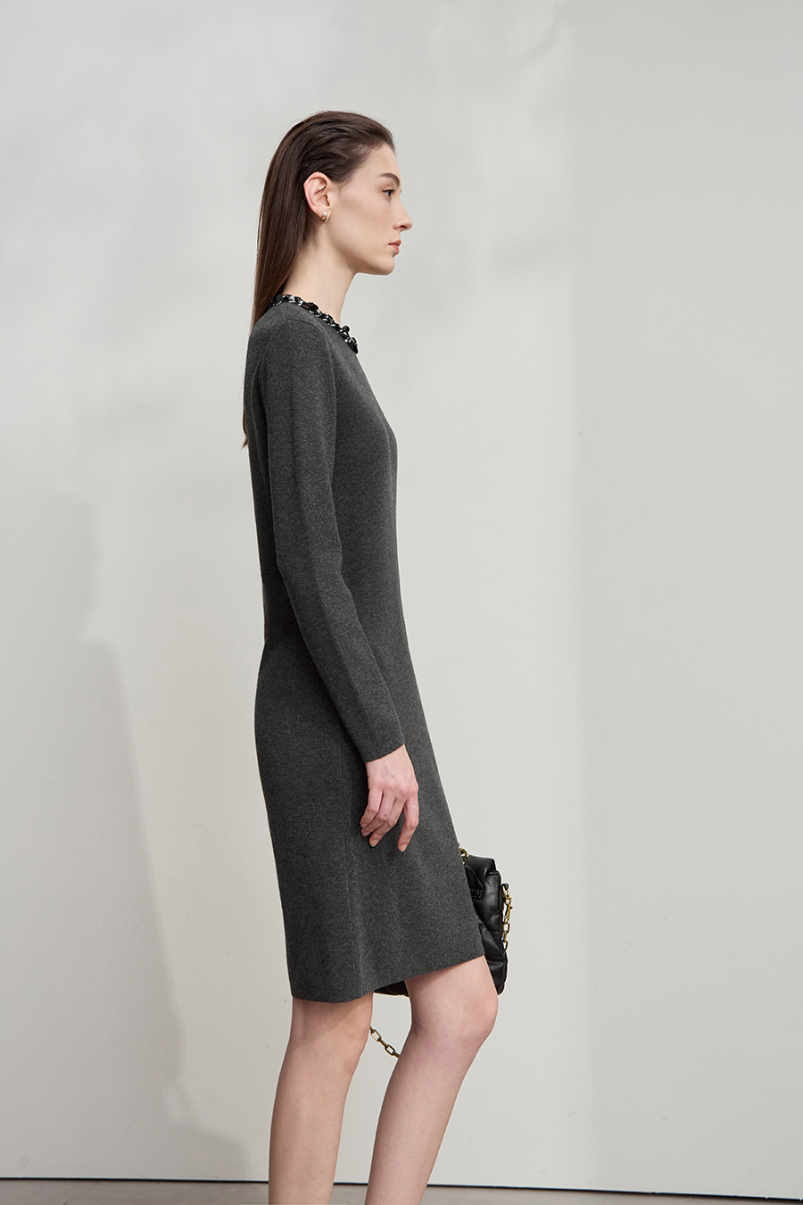 Tweed Ribbon Midi Dress