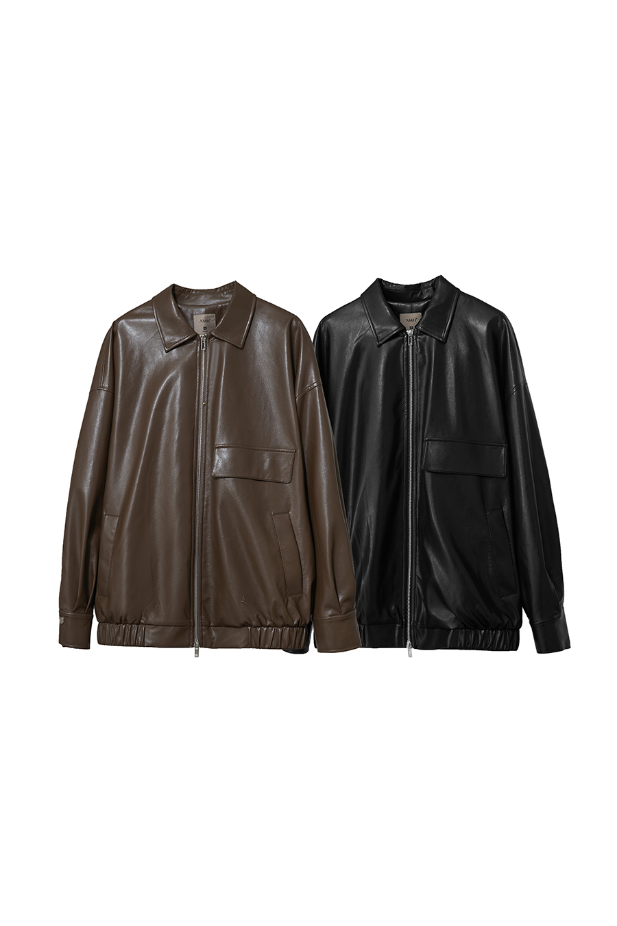 Lapel Zipper Drop Shoulder Leather Jacket|AMII-AMII.com
