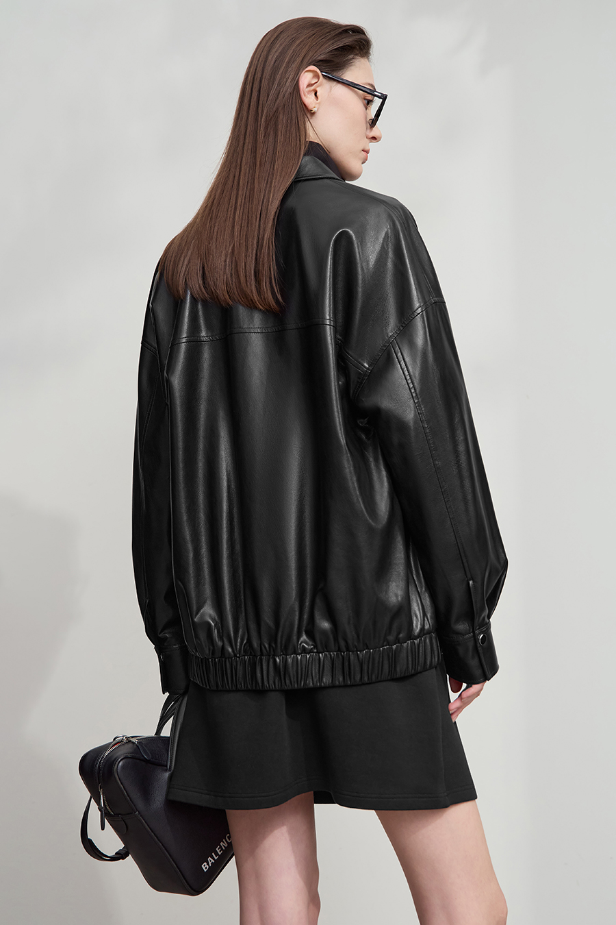 Lapel Zipper Drop Shoulder Leather Jacket|AMII-AMII.com