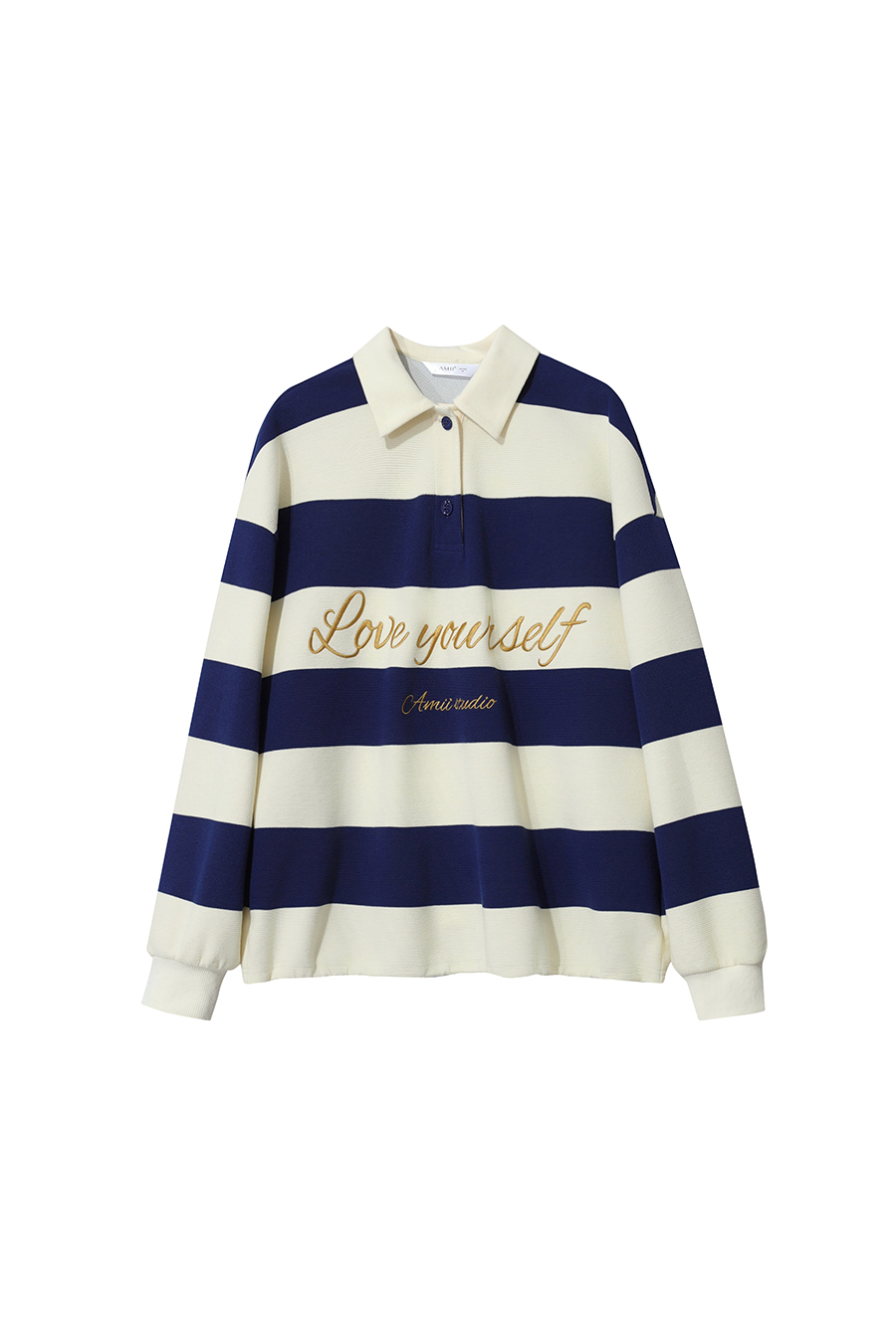 Letter Embroidered Striped Sweatshirt