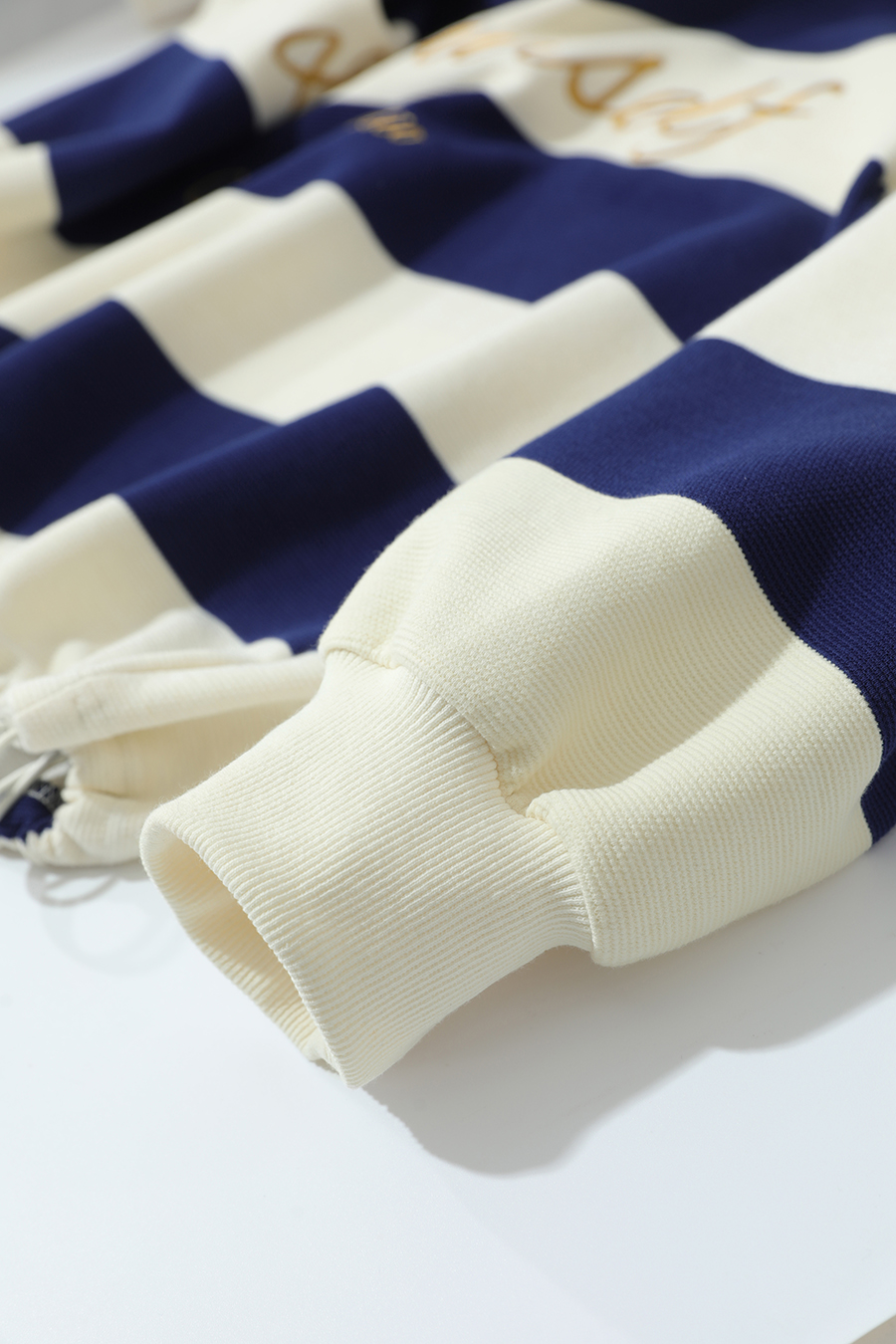 Letter Embroidered Striped Sweatshirt